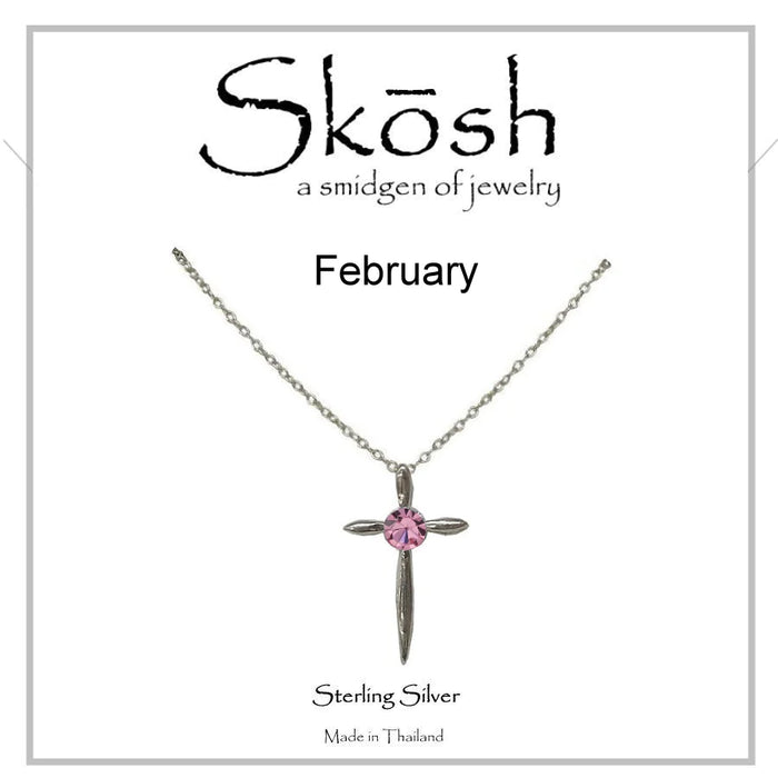 Skosh Silver Cross with Centered December Birthstone CZ 57-627