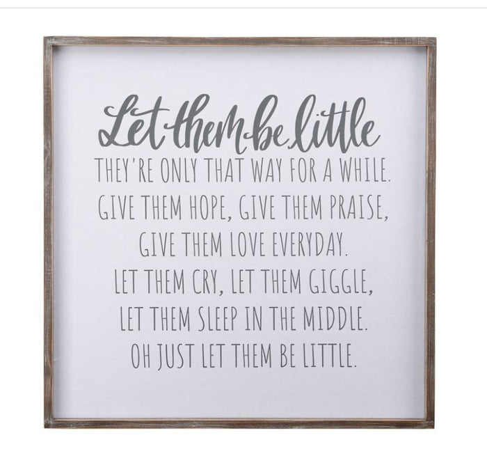 LET THEM BE LITTLE FRAMED FABRIC BOARD