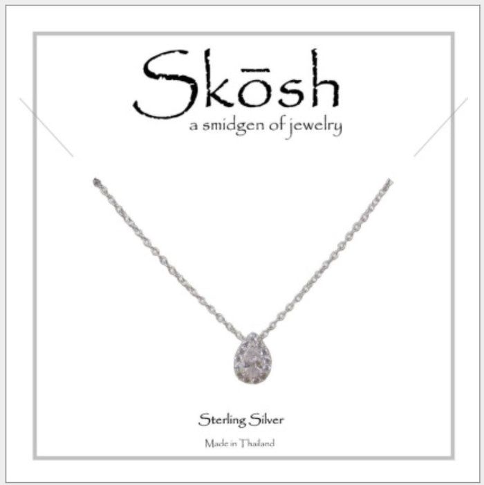 Skosh Pear CZ w/ Halo, Silver 57-587-2