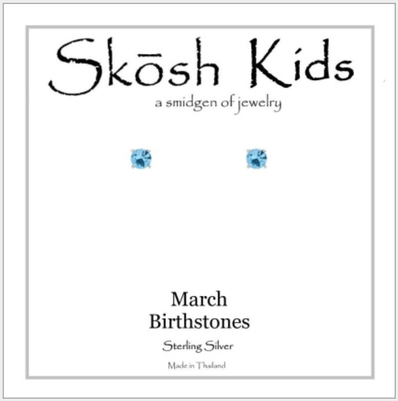 Skosh Kids Birthstone Ear Rings March, Silver 56-141-03