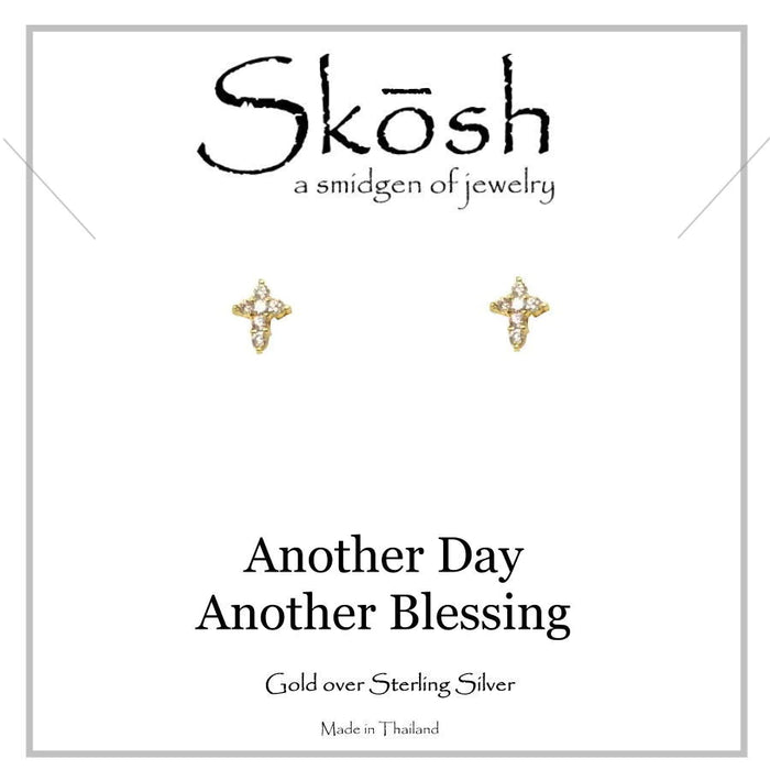 Skosh Mini CZ Cross Earring, 57-531-2E & 57-531-1E