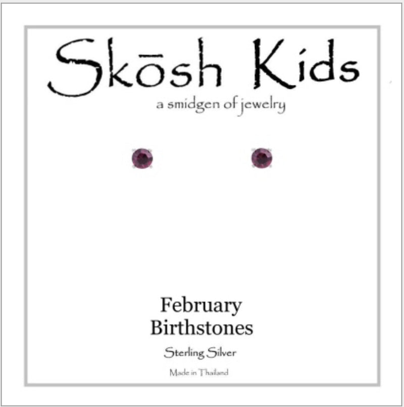 Skosh Kids Birthstone Ear Rings February, 56-146-02