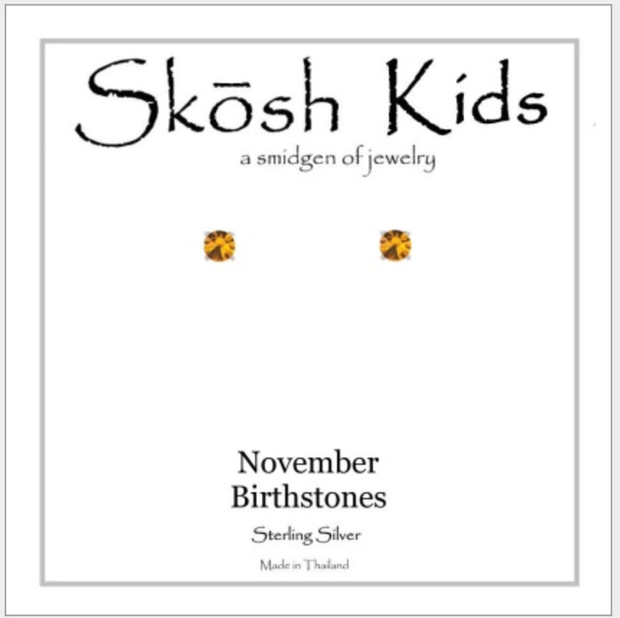 Skosh Kids Birthstone Ear Rings November, Silver 56-141-11