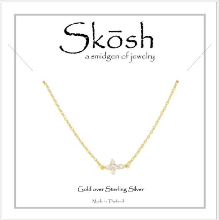 Skosh Tiny CZ Sideways Cross Gold 57-576-1