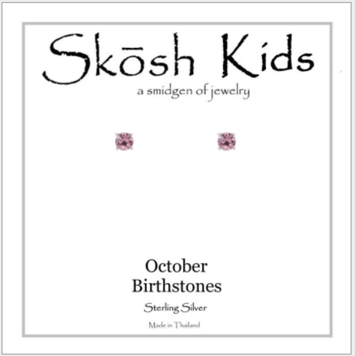 Skosh Kids Birthstone Ear Rings October, Silver 56-141-10