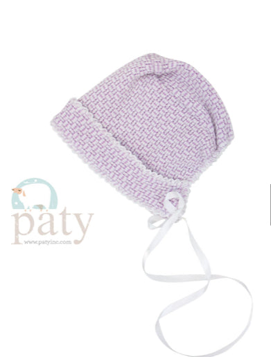 #210 Solid Color Paty Knit Bonnet w/ Ribbon Tie & Finished Edge