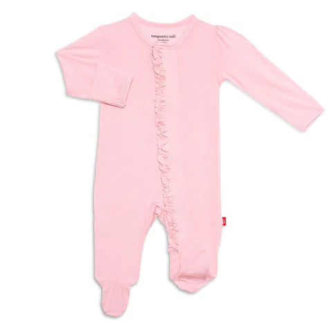 pink dogwood modal magnetic ruffle footie