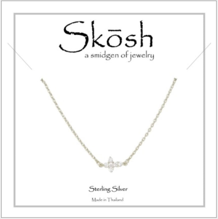 Skosh Tiny CZ Sideways Cross Silver 57-576-2