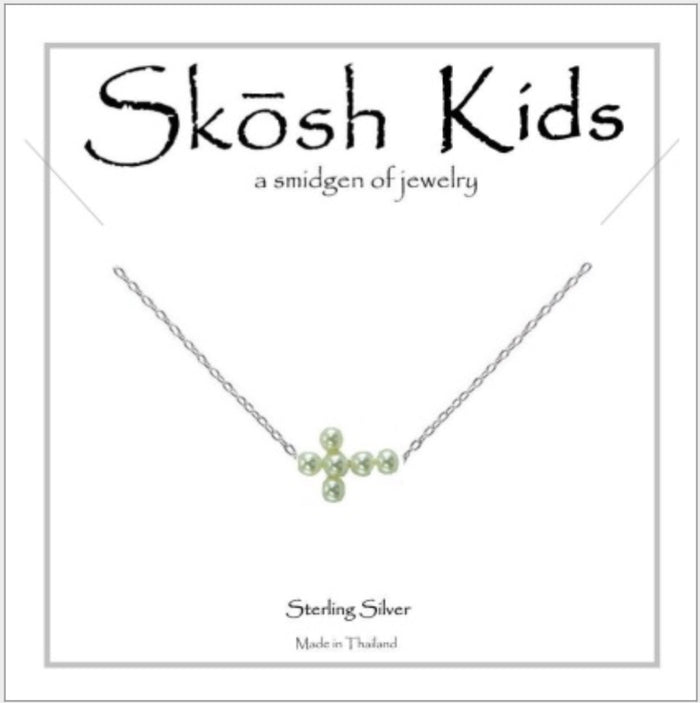 Skosh Kids Sideways Pearl Cross, silver 55-973-23