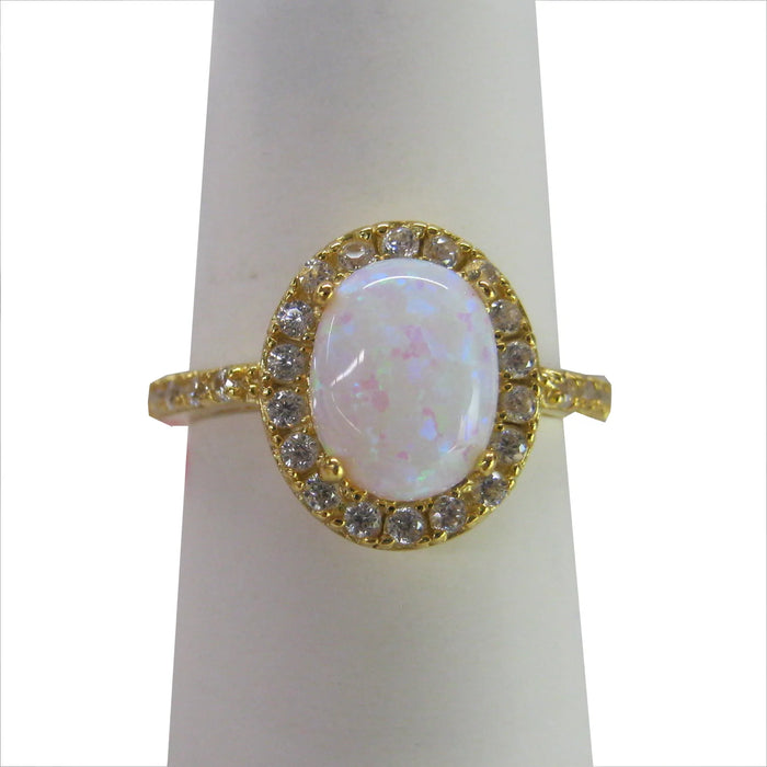 Skosh Gold Oval Created Opal with CZ 48-1566