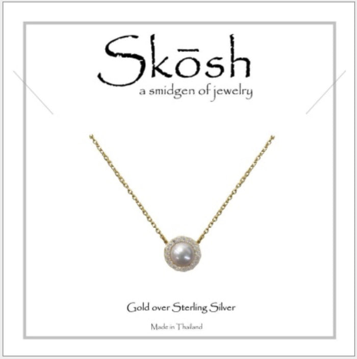 Skosh Pearl CZ Halo Gold 57-519-1