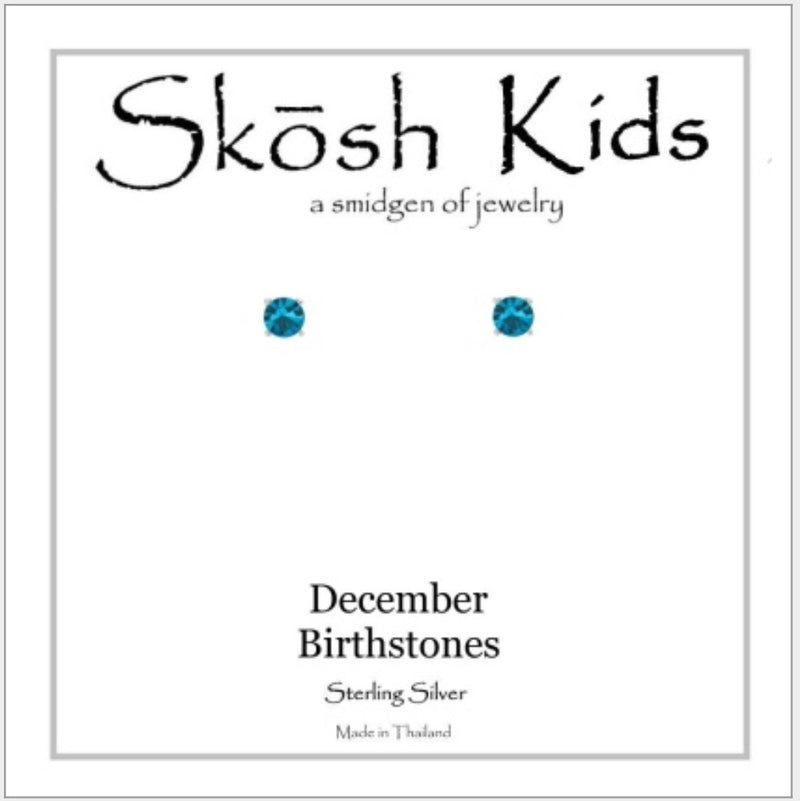 Skosh Kids Birthstone Ear Rings December, Silver 56-146-12