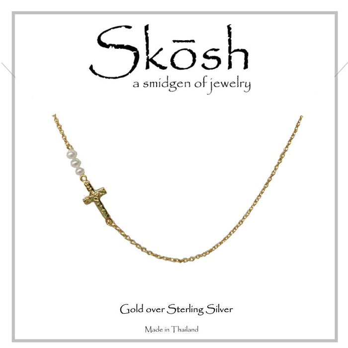 Skosh Cross with 3 Freshwater Pearls 57-538-1 & 57-538-2