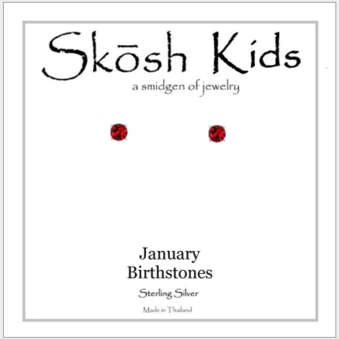 Skosh Kids Birthstone Ear Rings January, Silver 56-141-01