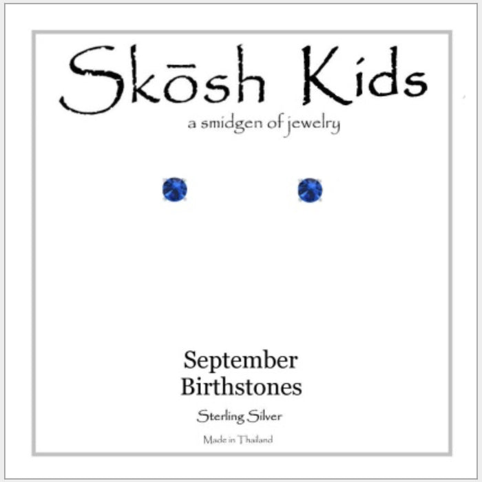 Skosh Kids Birthstone Ear Rings September, Silver 56-141-09