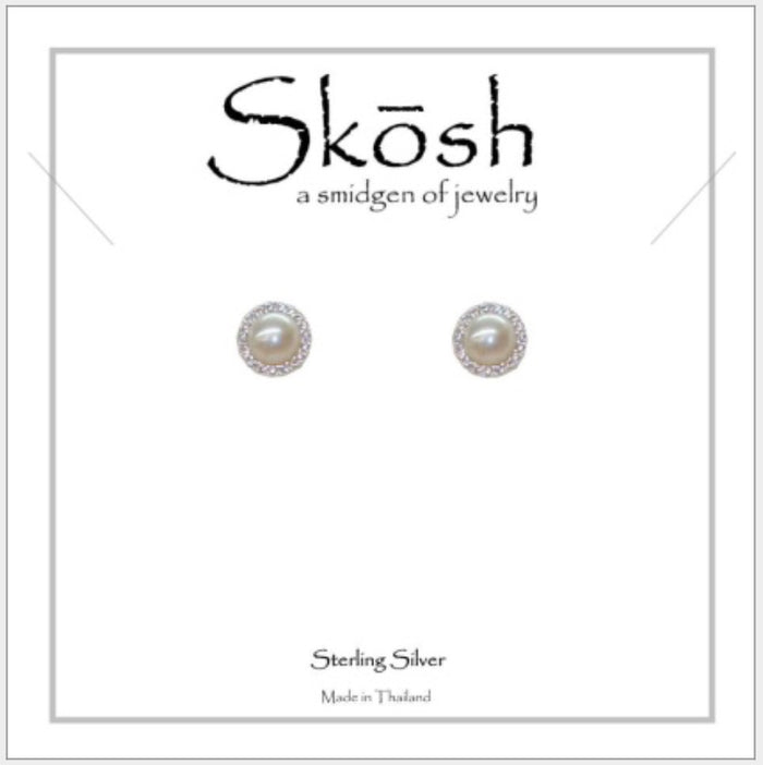 Skosh Pearl CZ Ear Rings 57-519-1E